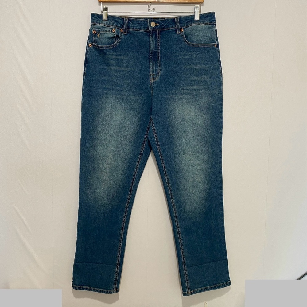 Frye Straight Leg Stretch Jeans Dark Wash Women Size 12 Classic Denim